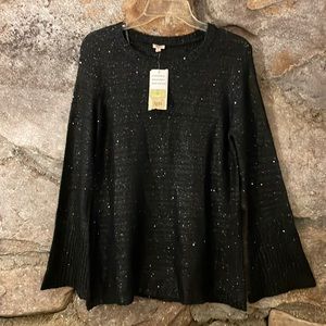 Reba NWT Black Sequin Sweater Size Medium